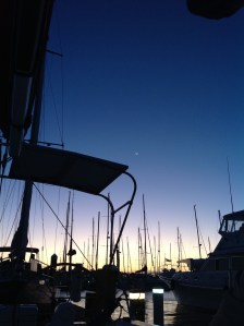 Sliver of new moon over Mooloolaba