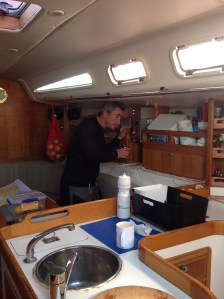 Pete making morning coffee